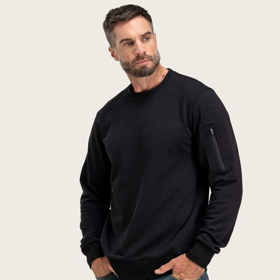 Cotton Crew Neck Sweatshirt Black