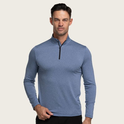 Moisture Wicking Quarter Zip T-shirt Blue