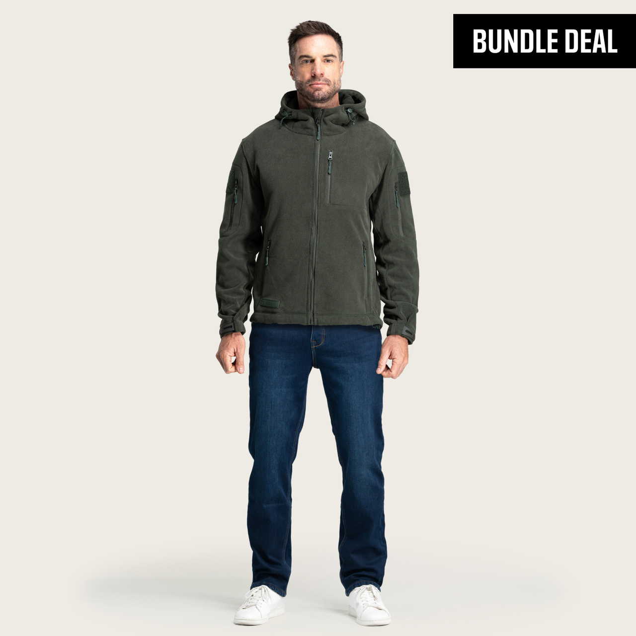 Straight Leg Fleece Lined Jeans + BÆRSkin Tactical Hoodie 4.0
