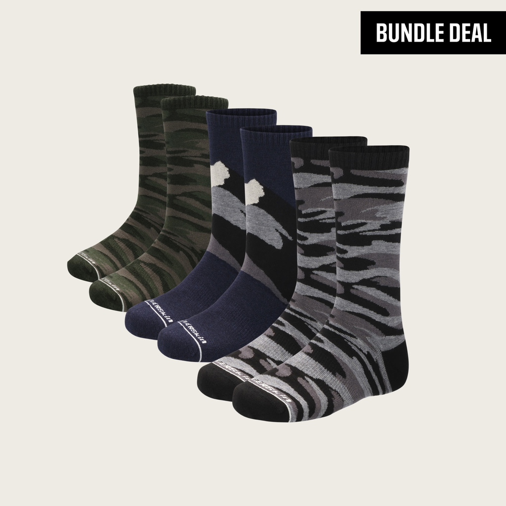 Merino Wool Design Long Crew Sock (3 Pack)