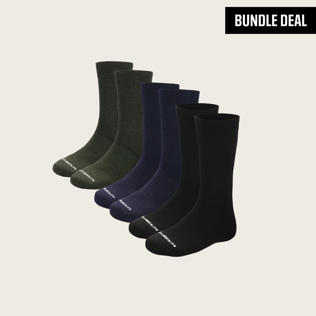 Merino Wool Plain Long Crew Sock (3 Pack)