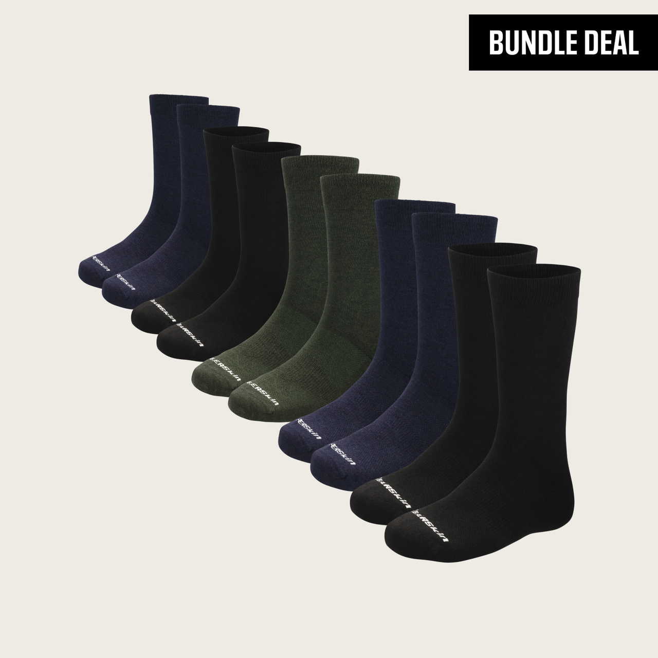 Merino Wool Plain Long Crew Sock (5 Pack)