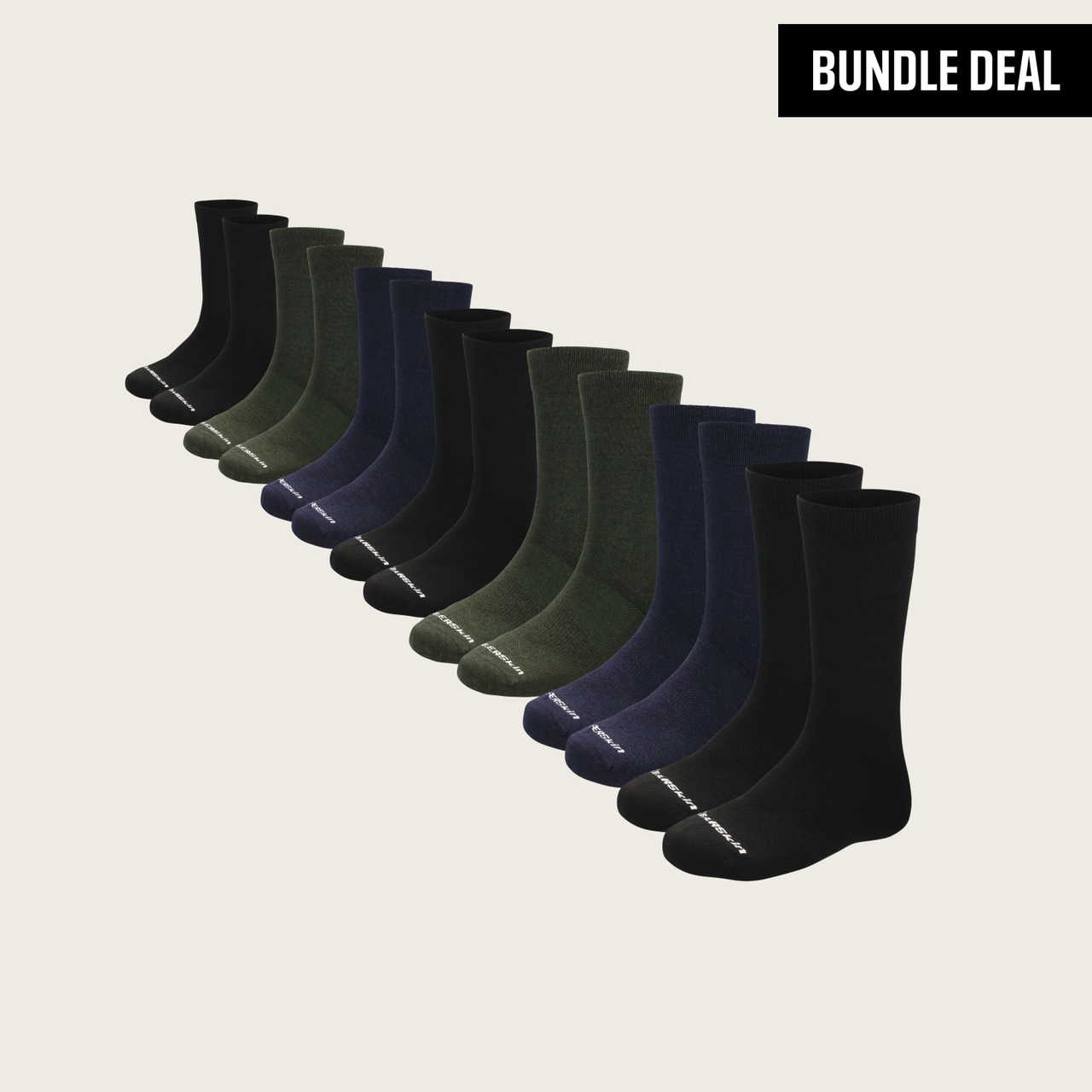 Merino Wool Plain Long Crew Sock (7 Pack)