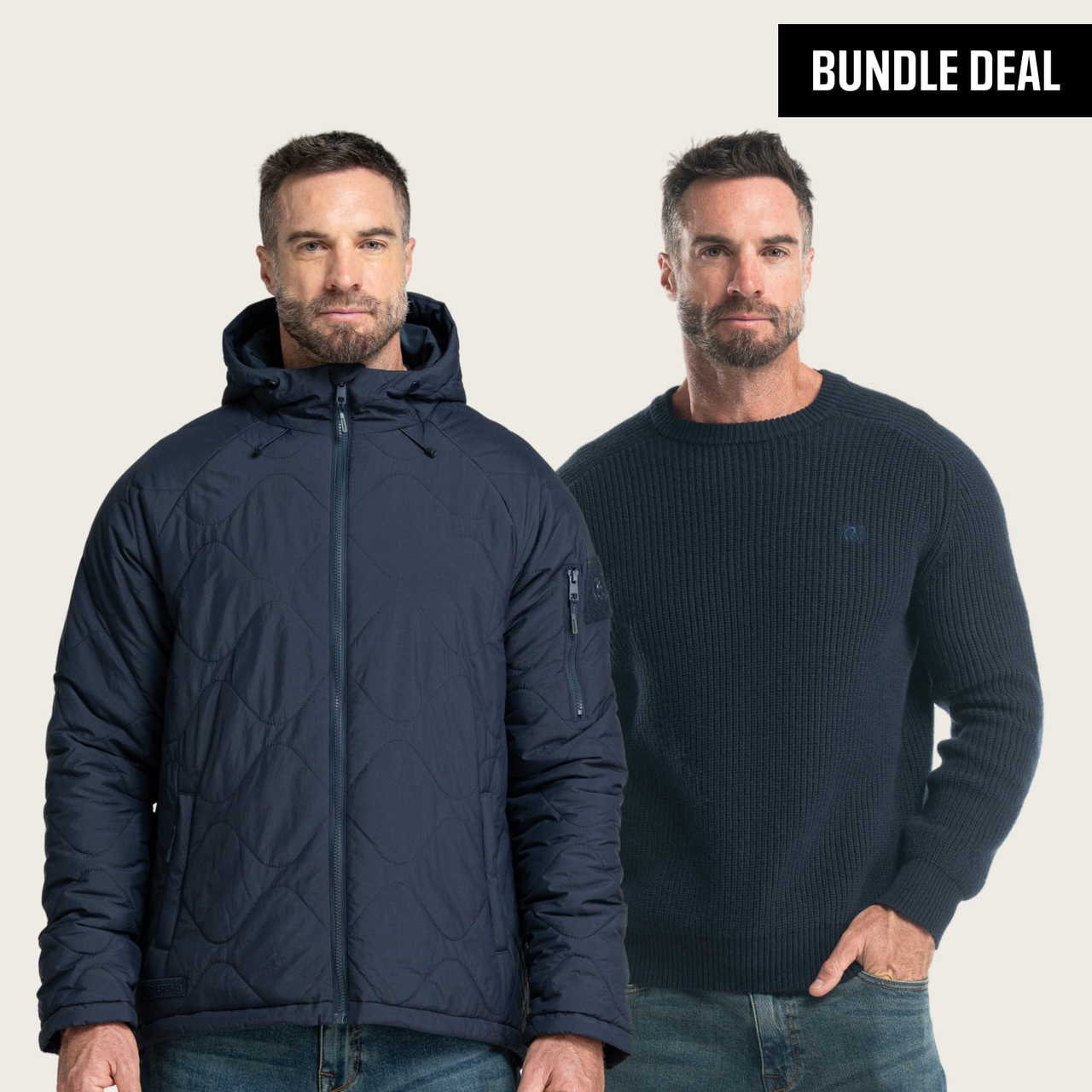 BÆRSkin Paratrooper Quilted Hoodie + BÆRSkin Knitwear Sweater