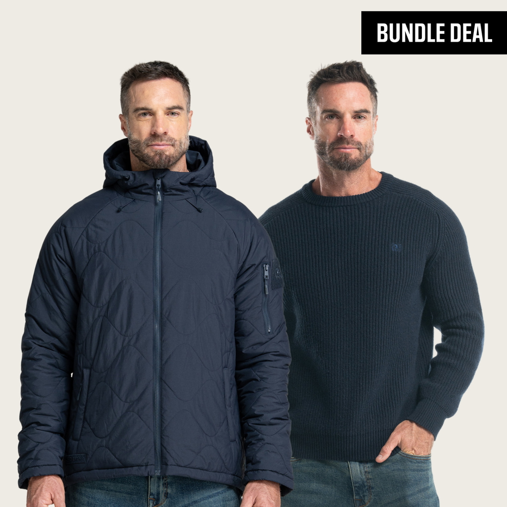 BÆRSkin Paratrooper Quilted Hoodie + BÆRSkin Knitwear Sweater