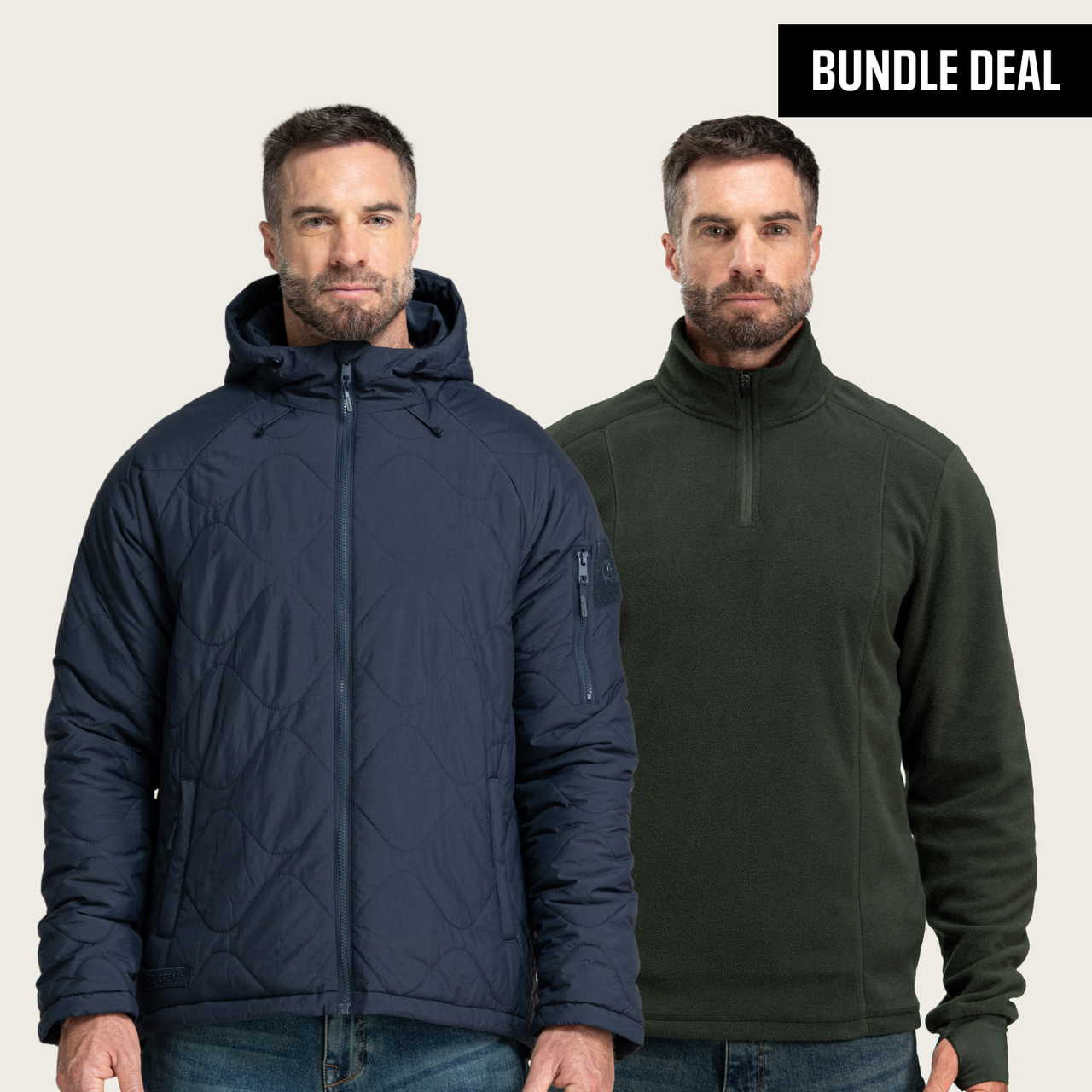 BÆRSkin Ranger Quilted Hoodie + BÆRSkin 210gsm Quarter Zip Fleece Pullover