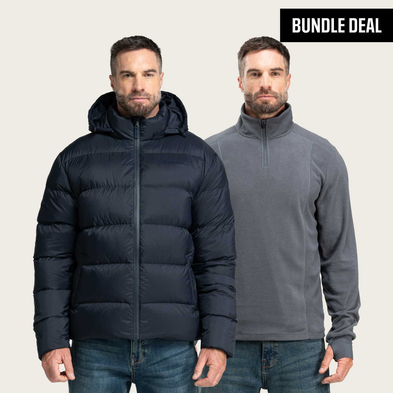 BÆRSkin Tough Puffer Hoodie + BÆRSkin 210gsm Quarter Zip Fleece Pullover