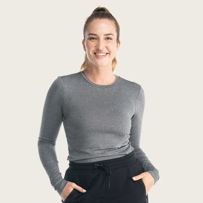 Moisture Wicking Long Sleeves T-Shirt Women Grey