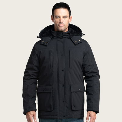 Greenland Fur Lined Parka Jacket Black