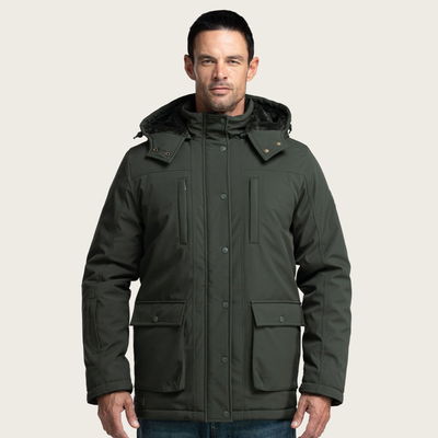 Greenland Fur Lined Parka Jacket Dark Green