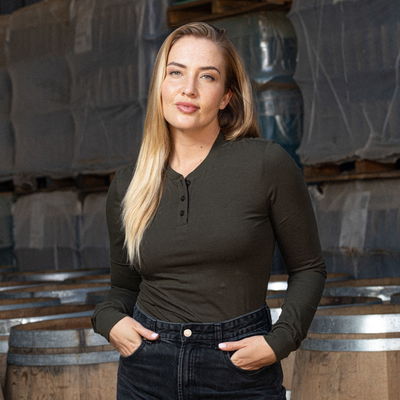 BÆRSkin Sorona Henley Long Sleeve T-shirt Women Dark Green