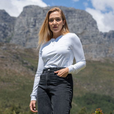 BÆRSkin Sorona Henley Long Sleeve T-shirt Women White