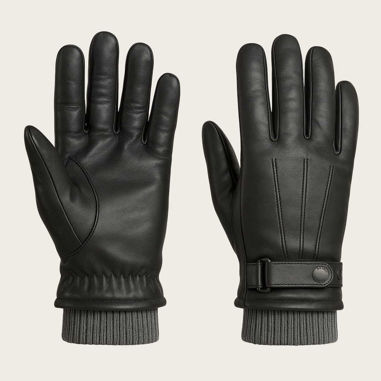 BÆRSkin Merino Leather Gloves Grey & Black