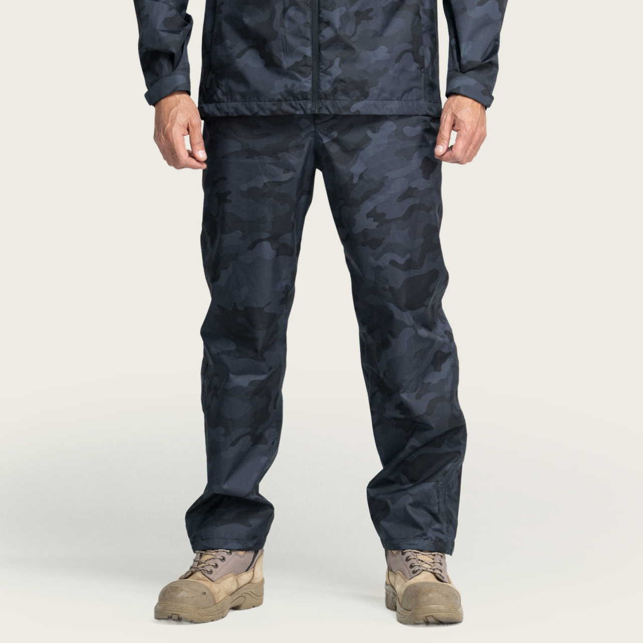 Waterproof Rain Pants Multi Camo Black