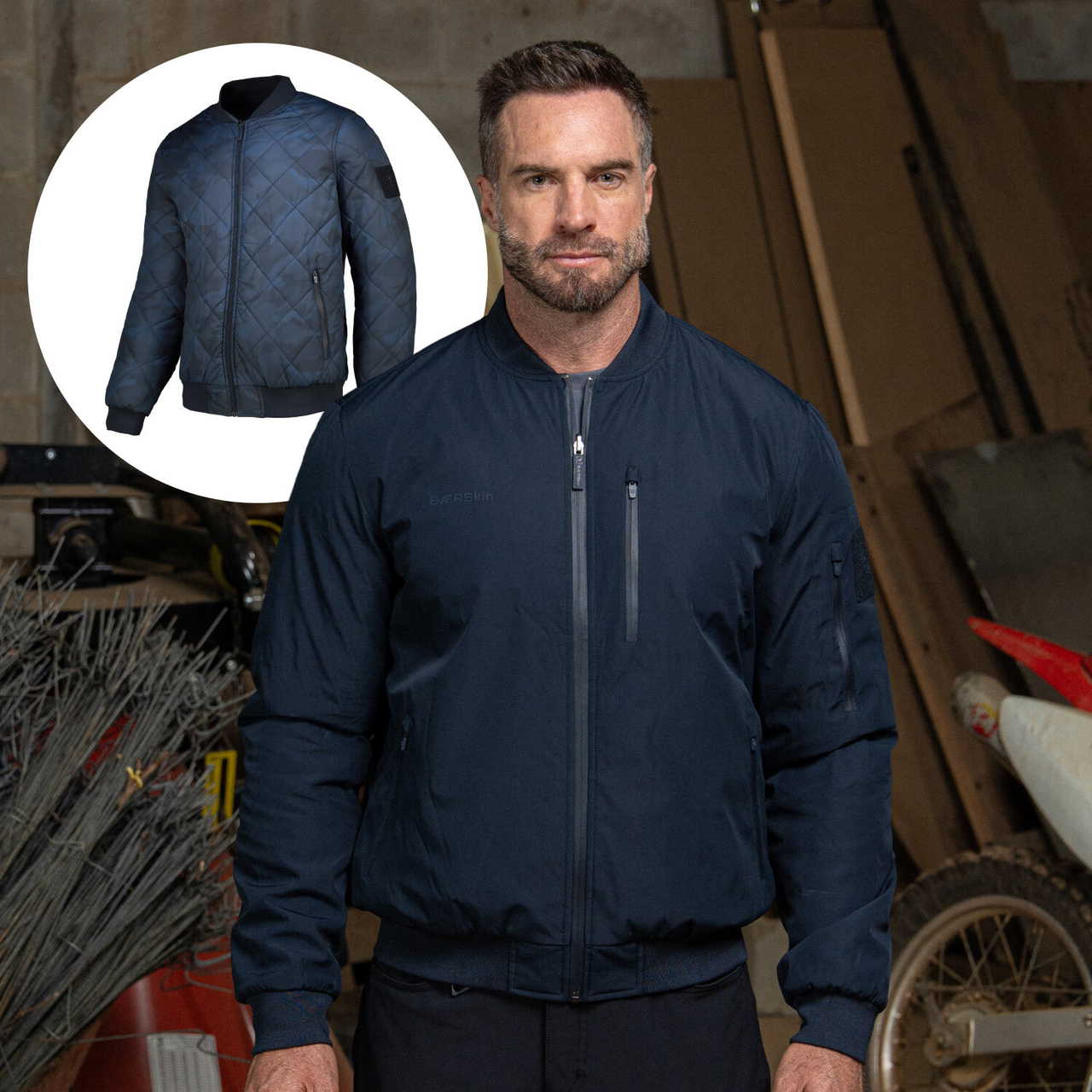 BÆRSkin Reversible Bomber Jacket Navy