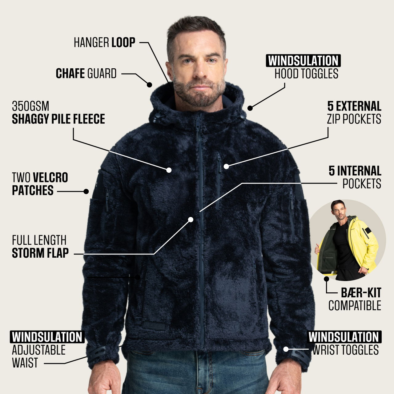 BÆRSkin Shaggy Hoodie | BAERSkin Tactical Supply Co. Get comfort