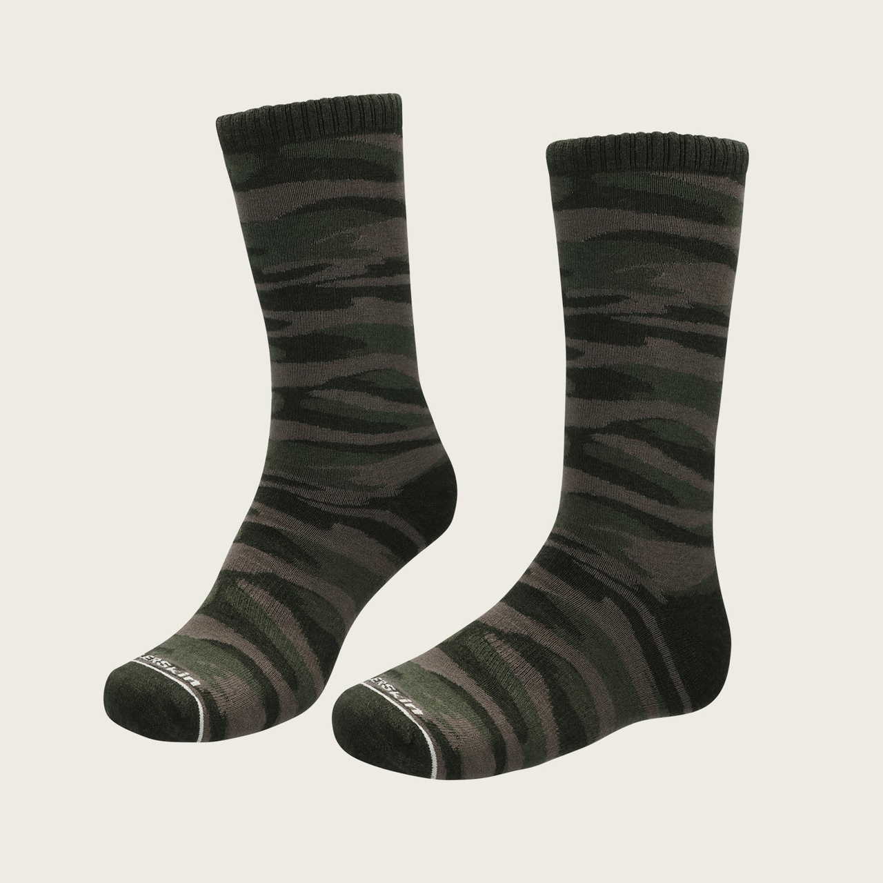 Merino Wool Design Long Crew Socks Dark Green Camo