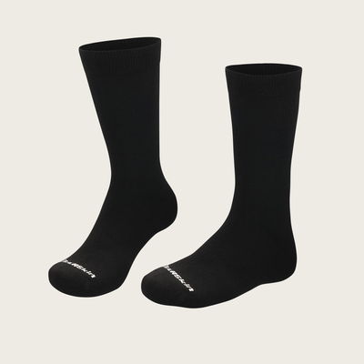 Merino Wool Plain Long Crew Sock Black