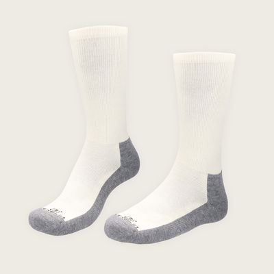 Merino Wool Terry Long Crew Socks White Grey