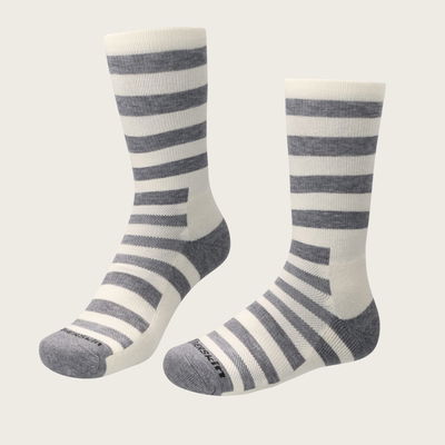 Merino Wool Terry Long Crew Socks White Grey Melange