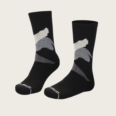 Merino Wool Design Long Crew Socks Black Mountain