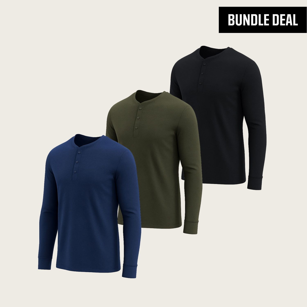Sorona Henley Long Sleeve T-shirt (3 Pack)